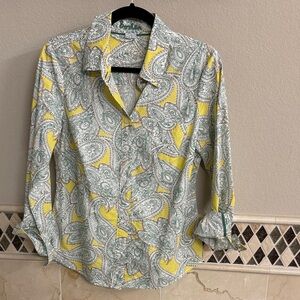 Boden Paisley Blouse in Yellow and Green